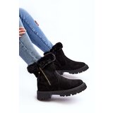 EVENTO Women's Suede Boots With Fur Black Hasiva Cene