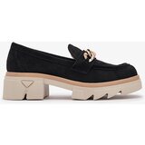Resti Eco-suede moccasins with gold embellishment in black Zaffix- Footwear | shoptok.hr