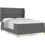  Krevet s podnicom i madracem Tamno siva 160x200 cm Tkanina | shoptok.hr