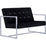 The Living Store Kavč dvosed z naslonjali za roke črn krom in žamet - Naslanjač, (21494001) | Shoptok.si
