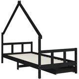  Okvir za dječji krevet s ladicama crni 90 x 200 cm od borovine | Eponuda.com