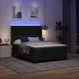  LED Box Spring Krevet s uzglavljem Crna 140 x 200 cm tkanina | shoptok.hr