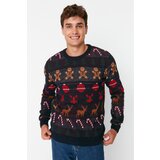 Trendyol Navy Blue Men's Christmas Themed Crew Neck Knitwear Sweater Cene