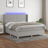vidaXL Krevet box spring s madracem LED svjetlosivi 180x200 cm tkanina Cijene