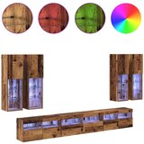  Set zidnog ormarića za TV 7 pcs Staro drvo Konstruirano drvo | shoptok.hr