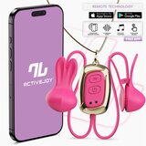 INTOYOU App Series Tickly Vibrating Nipple Clamps with Necklace & App Pink Cene