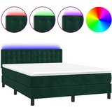 Krevet box spring s madracem LED tamnozeleni 140x200 cm baršun | Eponuda.com