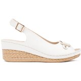 Shelvt White sandals on a low wedge espadrilles | Shoptok.si