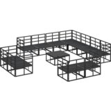 vidaXL Vrtna sedežna garnitura 12 pcs Črna 70 x 70 x 32 cm Aluminij | Shoptok.si