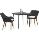 vidaXL 3-delni vrtni jedilni set črni poli ratan | Shoptok.si