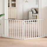 vidaXL Vrata za pse zložljiva 2 panela bela 160 cm topolovina | Shoptok.si