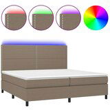 vidaXL Box spring postelja z vzmetnico LED taupe 200x200 cm blago, (20896386) | Shoptok.si