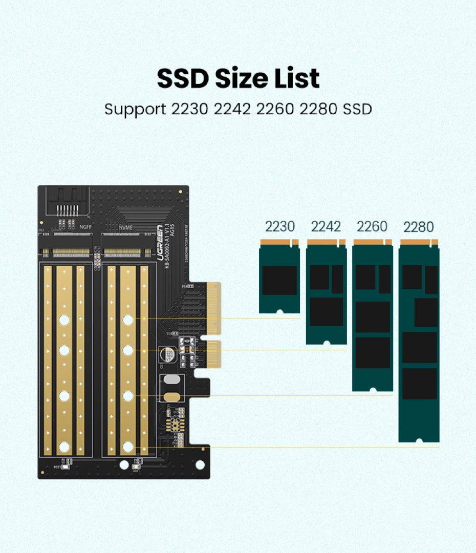 Ugreen 70504 M2 / M.2 NVME na PCI-E 3.0 proširena kartica s M.2 SATA podr&scaron;kom | shoptok.hr