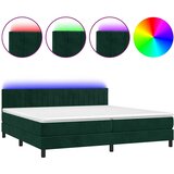  box spring s madracem LED tamnozeleni 200x200 cm baršun | shoptok.hr