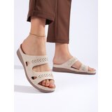 Shelvt Comfortable beige women's flip-flops Cene