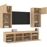 vidaXL 5-dijelni zidni TV elementi s LED svjetlima boja hrasta drveni | shoptok.hr