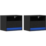vidaXL Zidni noćni ormarići s LED svjetlima 2 kom crni | shoptok.hr