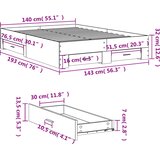  Okvir kreveta s ladicama boja hrasta 140x190 cm | shoptok.hr