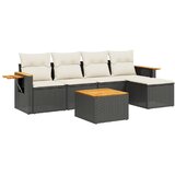  6-dijelni set vrtnih sofa s jastucima crni od poliratana | shoptok.hr