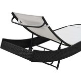  Ležalniki 2 kosa z mizico poli ratan in tekstil črni, (20592381) | Shoptok.si