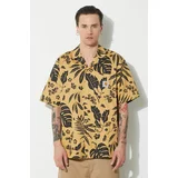 Carhartt WIP Pamučna košulja S/S Woodblock Shirt za muškarce, boja: bež, relaxed, I033073.24LXX