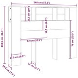  Uzglavlje s ormarićem siva boja betona 140 x 18 5 x 104 5 cm | shoptok.hr