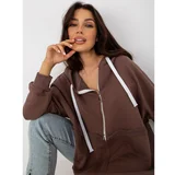 Fashion Hunters Oversized brown long hoodie