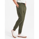 Ombre Men's ottoman fabric sweatpants - dark olive green Cijene