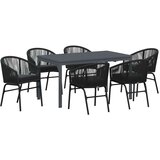  Vrtni set za objed 7 kom. Crna poliratan 180 x 80 x 74 cm | shoptok.hr