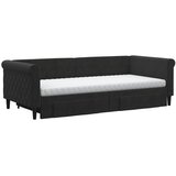  Dnevni krevet na razvlačenje s ladicama crni 90 x 200 cm baršun | Eponuda.com