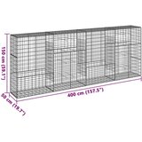 vidaXL Gabionska košara s pokrovom 400x50x150 cm pocinkano železo | Shoptok.si