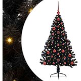 vidaXL Umjetna preddekorirana božićna jelka Črna 120 cm PVC | Shoptok.si
