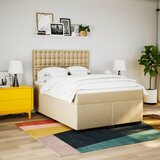  Krevet s oprugama i madracem krem 140x200 cm od tkanine | shoptok.hr