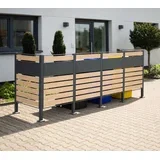 metalna obloga za 4 kante za smeće Planum | 4x240L | Drveni izgled | 330x90x120 cm - BRANDED IN GERMANY