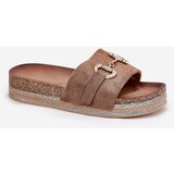 Boto Ladies Platform Sandals With Gold Decoration And Glitter Khaki Morisela | Shoptok.si