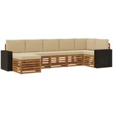 vidaXL Kotna sedežna garnitura z blazino 7 pcs Naravna in bež, (5000283686) | Shoptok.si