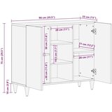 vidaXL Stranska omara Črna in zlata 90 x 33.5 x 75 cm trden mangov les, (5000064689) | Shoptok.si