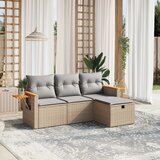 Maison Chic Seti vrtnega pohištva - Vrtna garnitura - Vrtni pohištvo set 4-delna z blazinami bež poli ratan, (21811091) | Shoptok.si