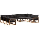 vidaXL Zunanja garnitura za sedenje z blazino 9 pcs Naravna in črna, (5000273365) | Shoptok.si