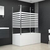 vidaXL Tuš stena za kopalno kad 120x68x130 cm kaljeno steklo s črtami | Shoptok.si