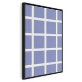  Slika - Lines and Symmetry - Expressive White Grid on a Blue Background 40x60 U crnom drvenom okviru | shoptok.hr