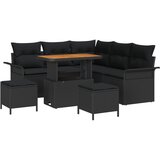 vidaXL 8-delni vrtni sofa set z blazinami Črna Poli ratan Acacia, 2-sedežna vrtna sofa s shrambo in blazinami Črna Poli ratan, 3-delni vrtni jedilni set z blazinami Črna Poli ratan Acacia Cene