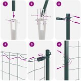 vidaXL Žična ograja z 13 kljukami Zelena 0,4x50 m Jeklo | Shoptok.si