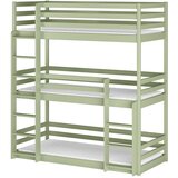 Molarem Home Drveni dječji krevet na kat Ted s tri kreveta - olive - 180x80 cm - Madrac PE pjena 8 cm-spužvasti madrac | shoptok.hr