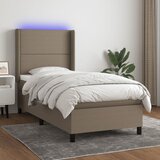  box spring s madracem LED smeđesivi 90x190 cm tkanina | shoptok.hr