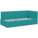 vidaXL Kotna postelja z vzglavjem Turkizna 90 x 200 cm Žamet | Shoptok.si