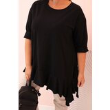 Kesi Włoski Women's Plus Size blouse with cotton, featuring a pocket and rolled sleeves kiwi | shoptok.hr