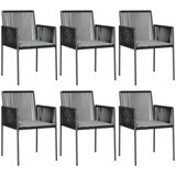 Vrtne stolice s jastucima 6 kom crne 54x60,5x83,5 cm poliratan | shoptok.hr