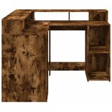  Radni stol s LED svjetlima boja hrasta 130x130x91 cm drveni | shoptok.hr