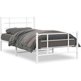 vidaXL Metalni okvir kreveta uzglavlje i podnožje bijeli 100x200 cm | shoptok.hr